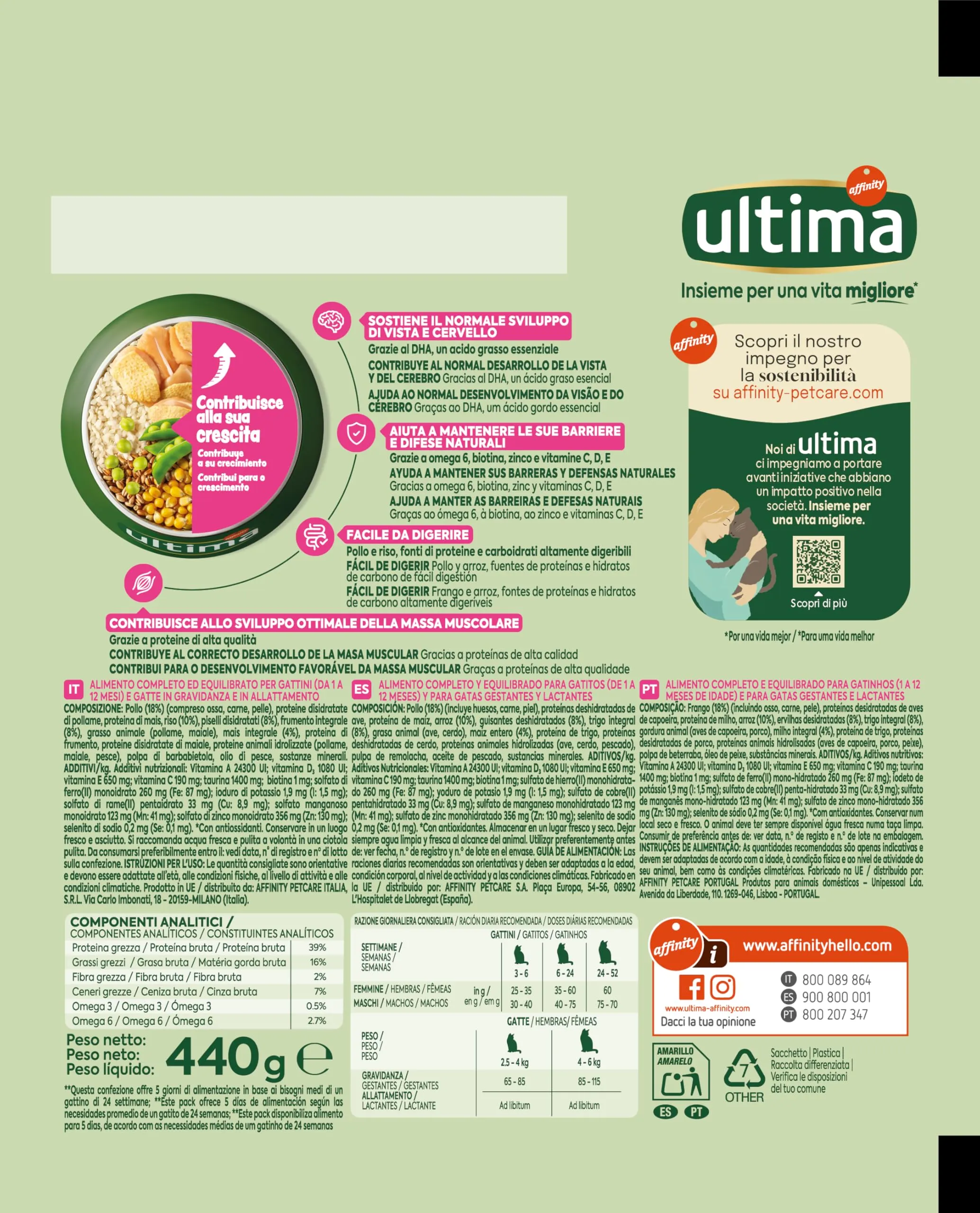 Ultima Cibo per Gattini Junior con Pollo - Pack 8 x 440g - Total 3,52kg - immagine 3