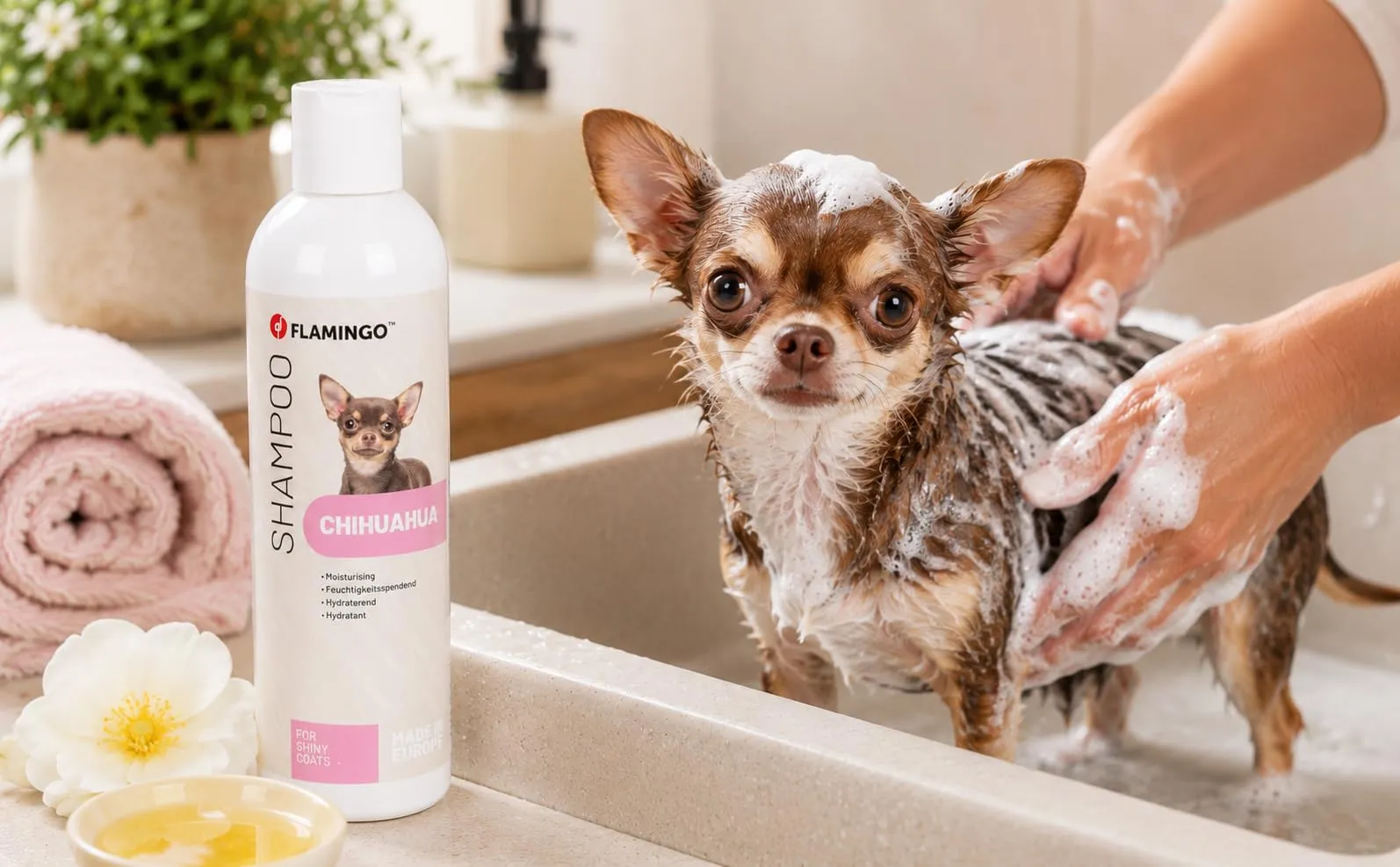 Shampoo - Per Chihuahua - Idratante - Dona lucentezza naturale al pelo - Aiuta a mantenere lo strato lipidico naturale - Prodotto in Europa - 300 ml - immagine 4