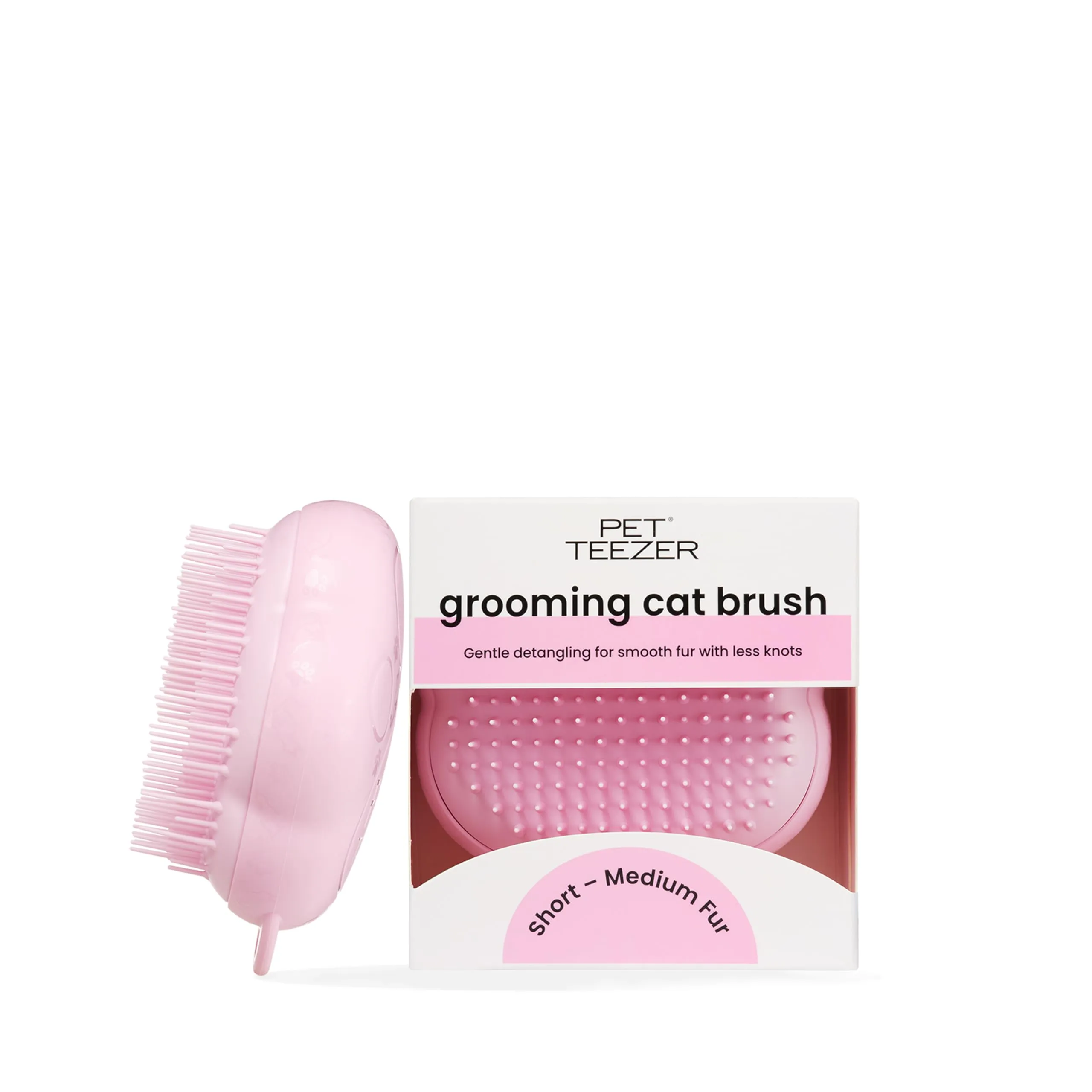 Tangle Teezer Pet Teezer Cat Brush - Animali Domestici Spazzola Gatto e Gattini - pettine cattura togli peli gatti - a doppio livello per pelo corto e medio - Dona morbidezza e lucentezza - Rosa - immagine 1