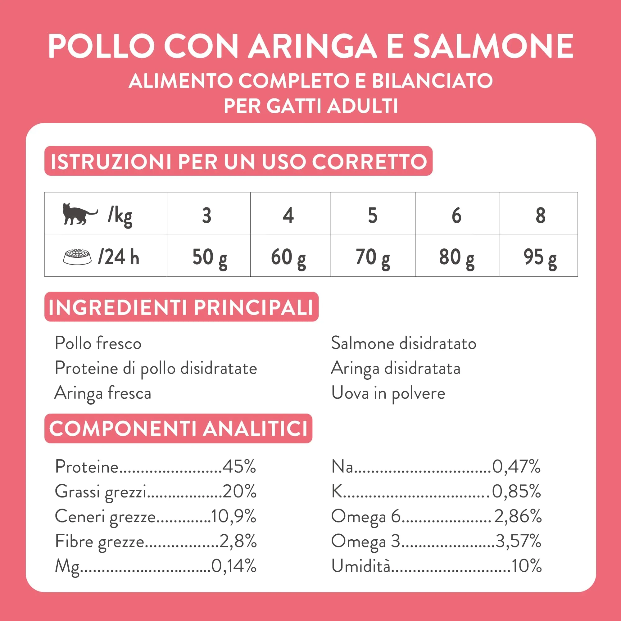 Schesir Born Carnivore, al gusto Pollo e Aringa, Crocchette per gatti adulti Cotte al forno (Sacco da 255g) - immagine 4