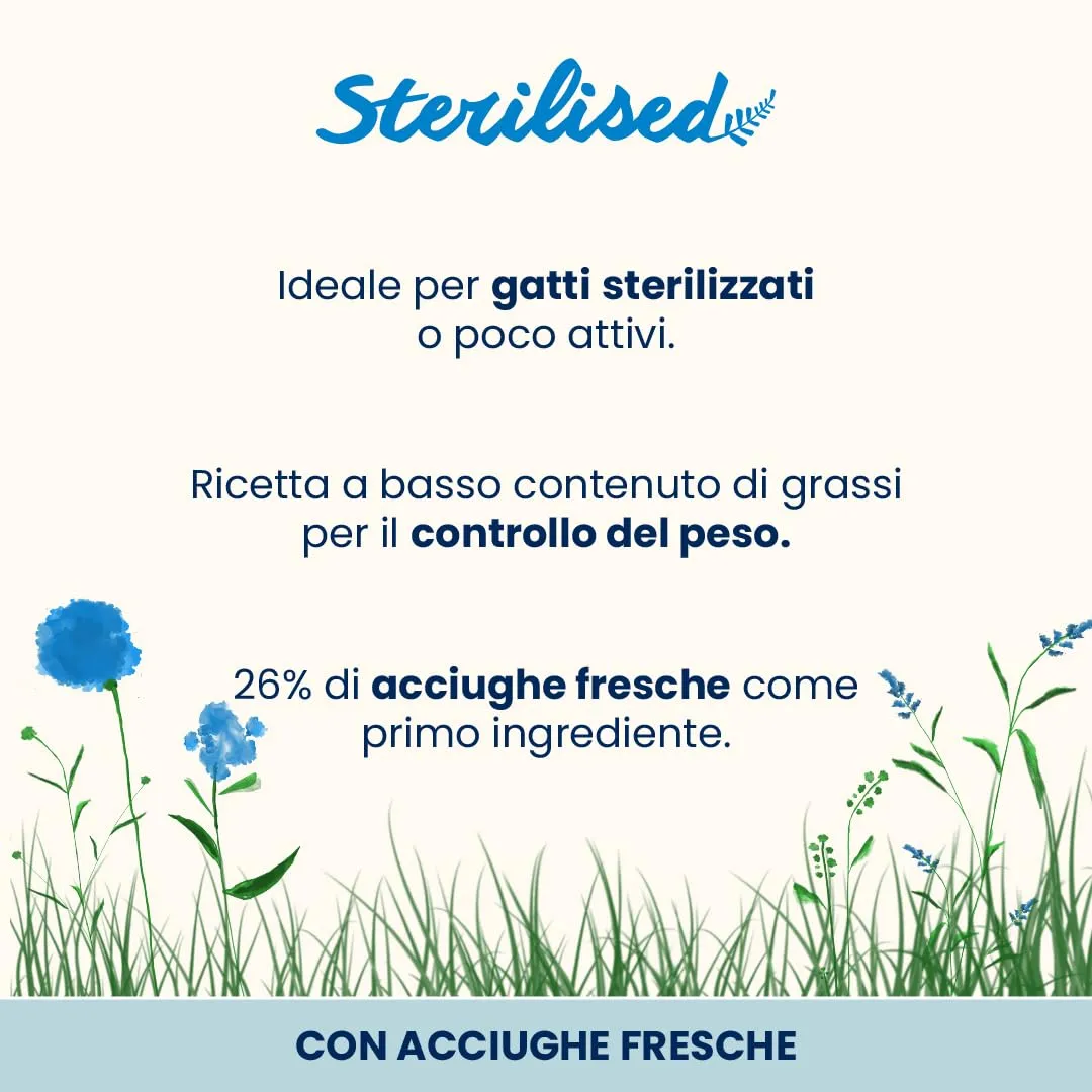 Almo Nature Sterilised - Crocchette Gatto Sterilizzato con Acciughe Fresche - A Basso Contenuto di Magnesio e con Fibre per il Controllo del Peso - Sacco da 2kg - immagine 2