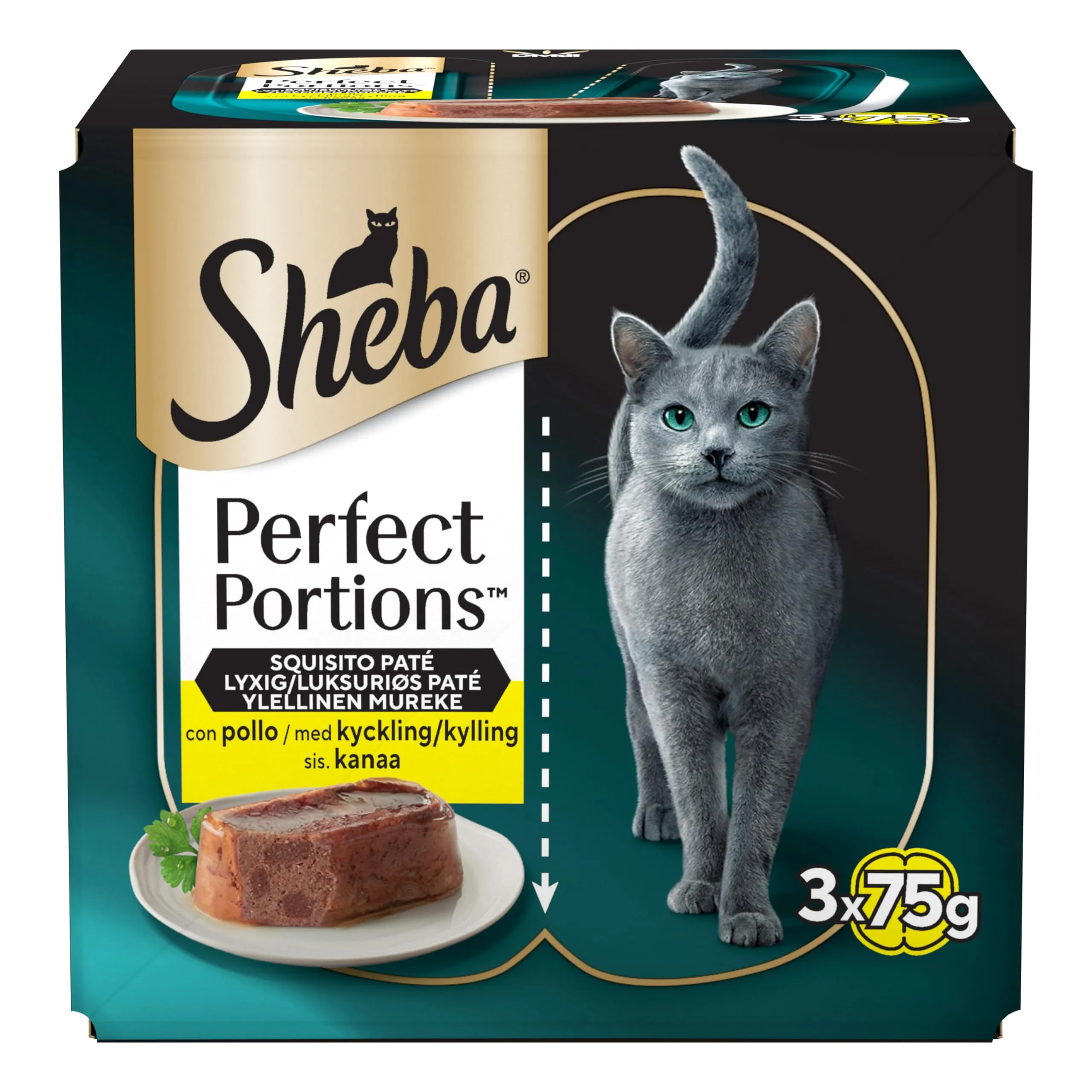 Sheba Perfect Portions Paté con Pollo (8 Confezioni da 3x75g) - immagine 1