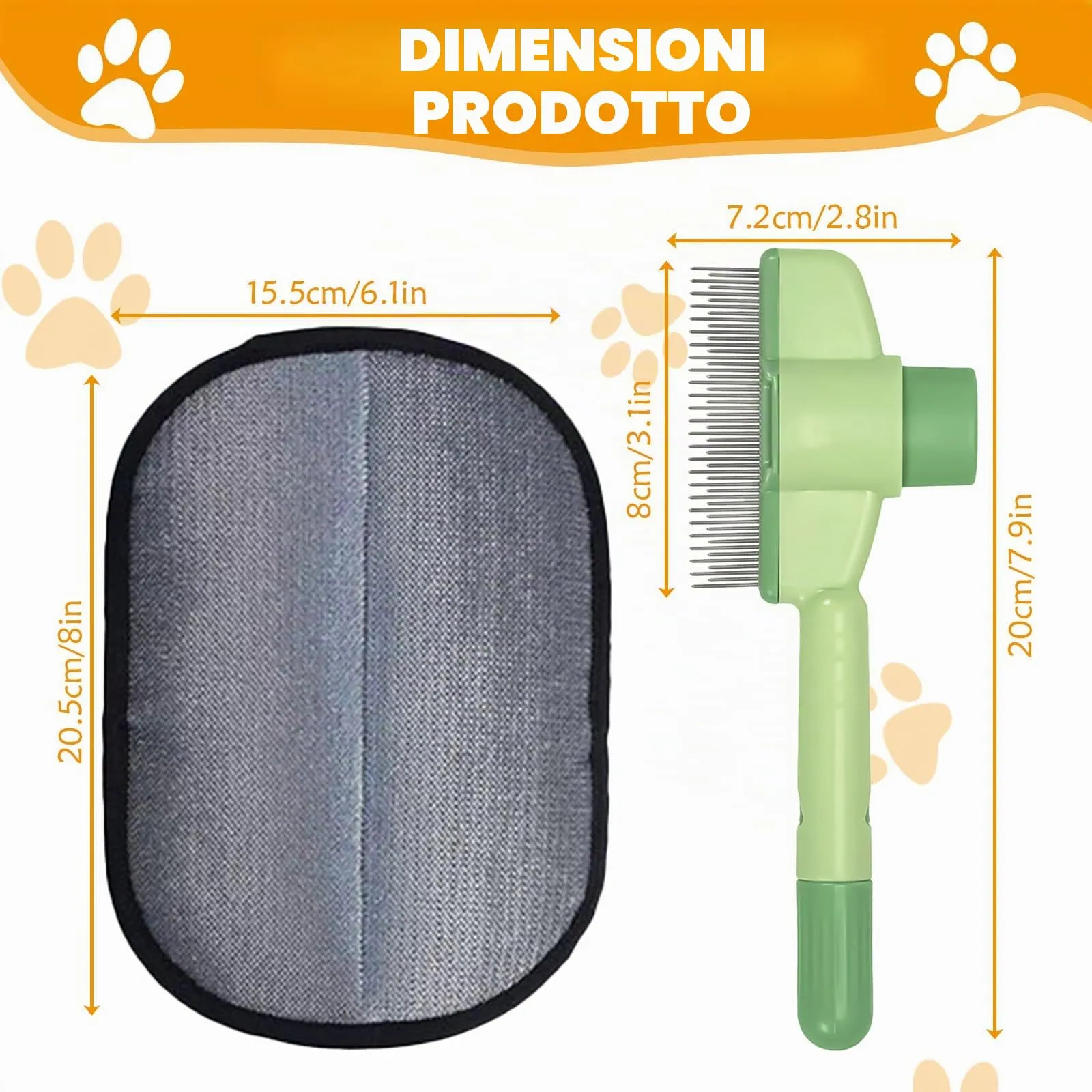 Pettine antipulci autopulente per gatti, guanti da toelettatura per animali domestici a doppio lato, pettine per gatti, spazzola autopulente per gatti, pettine per pulci, per cani e gatti - immagine 2