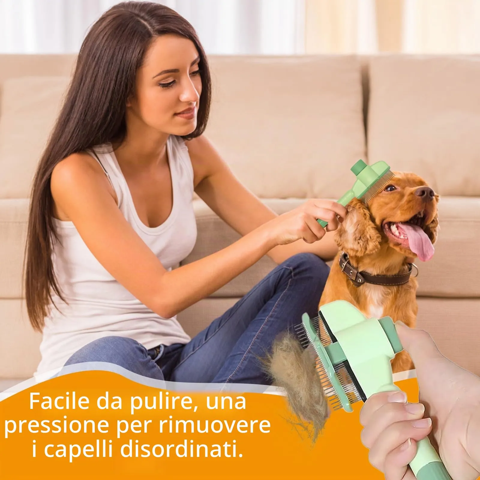 Pettine antipulci autopulente per gatti, guanti da toelettatura per animali domestici a doppio lato, pettine per gatti, spazzola autopulente per gatti, pettine per pulci, per cani e gatti - immagine 4