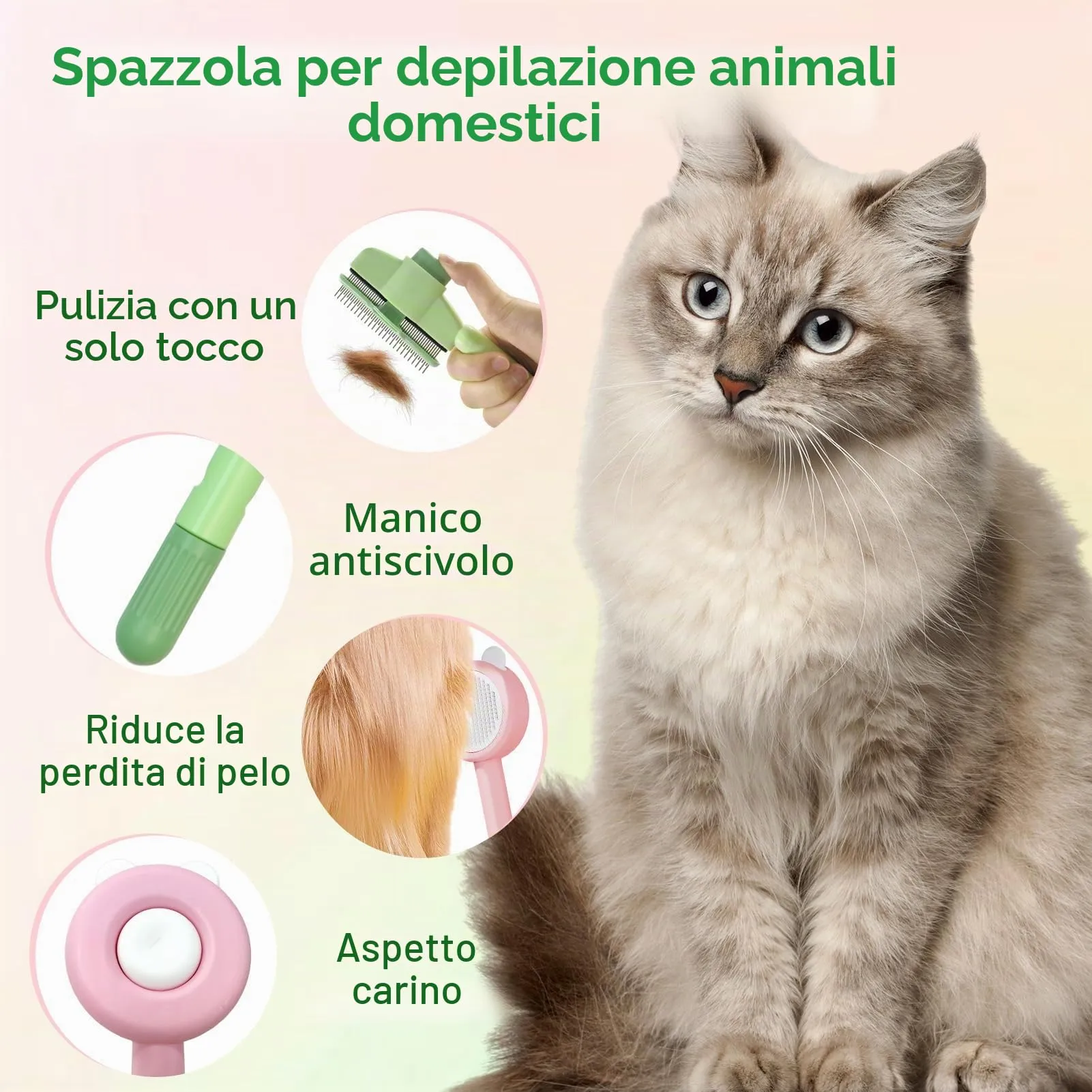 2 pezzi spazzola Fellblitz per gatti, pettine autopulente per gatti, pettine per pulci a pulizia profonda per gatti, spazzola per animali domestici Fellblitz con pulsante di rilascio, rimuove i peli - immagine 3