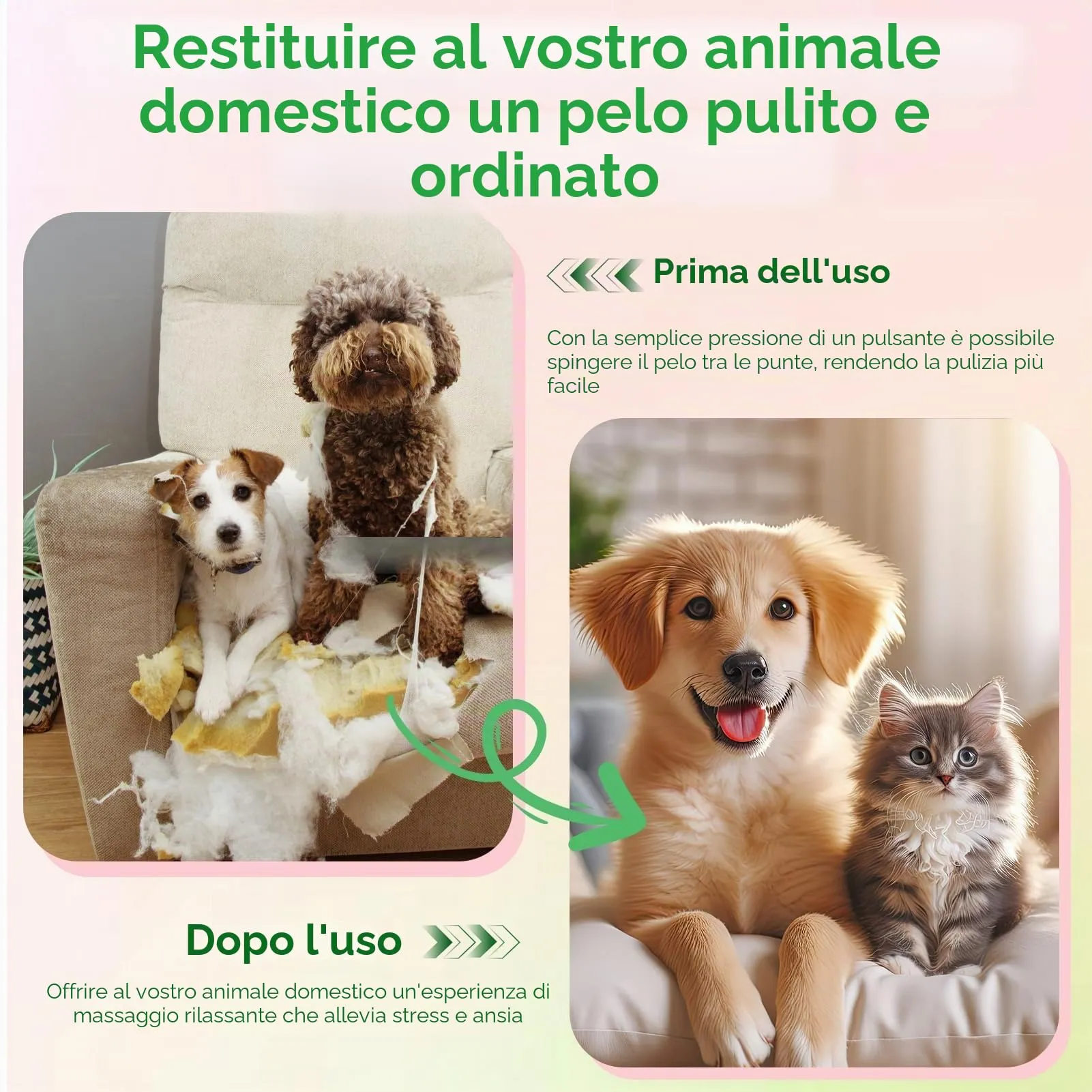 2 pezzi spazzola Fellblitz per gatti, pettine autopulente per gatti, pettine per pulci a pulizia profonda per gatti, spazzola per animali domestici Fellblitz con pulsante di rilascio, rimuove i peli - immagine 5