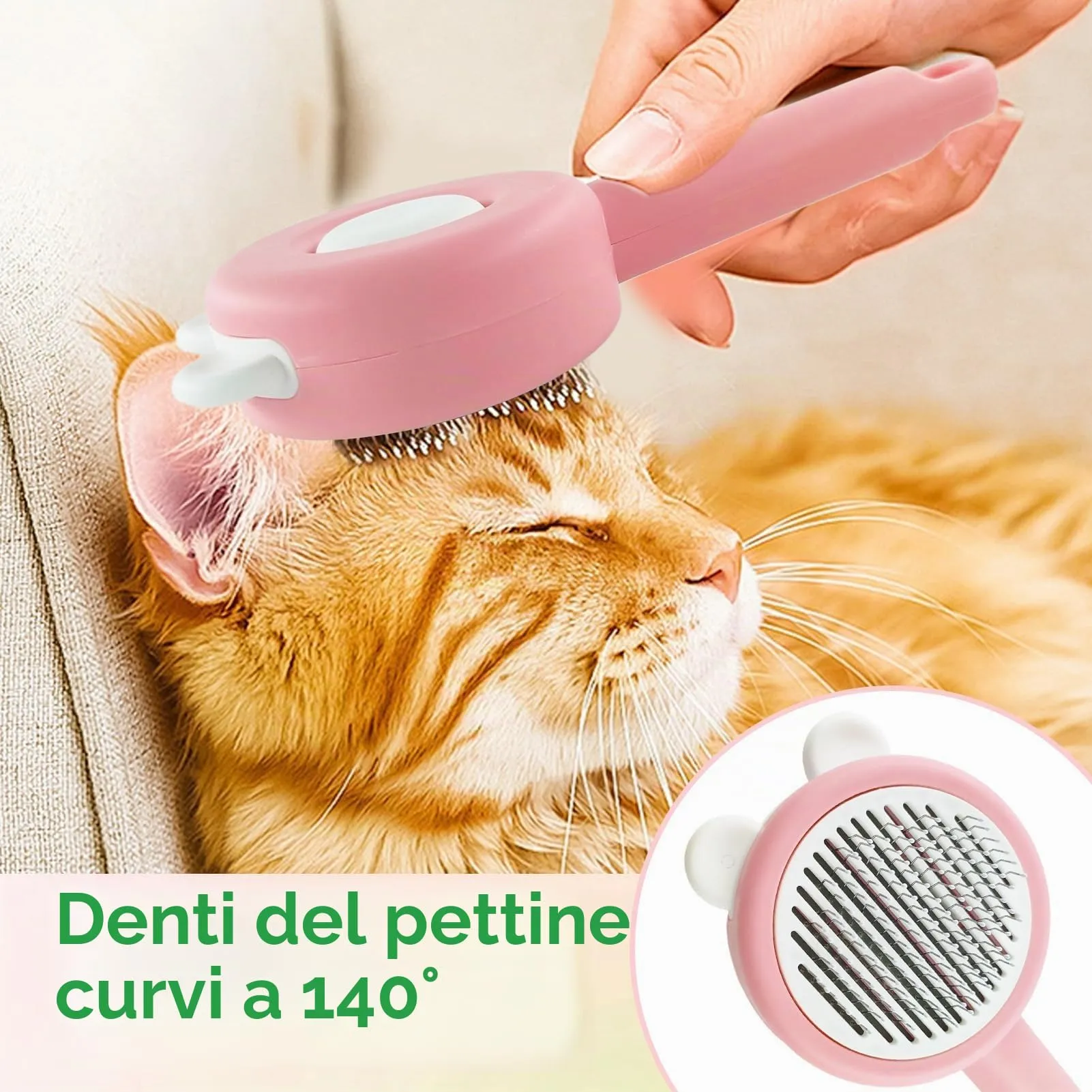 2 pezzi spazzola Fellblitz per gatti, pettine autopulente per gatti, pettine per pulci a pulizia profonda per gatti, spazzola per animali domestici Fellblitz con pulsante di rilascio, rimuove i peli - immagine 6