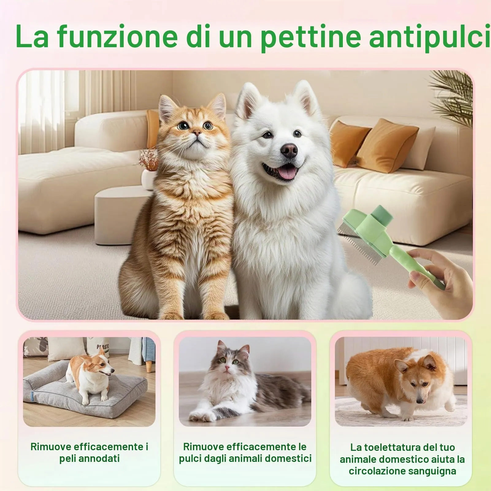 2 pezzi spazzola Fellblitz per gatti, pettine autopulente per gatti, pettine per pulci a pulizia profonda per gatti, spazzola per animali domestici Fellblitz con pulsante di rilascio, rimuove i peli - immagine 7