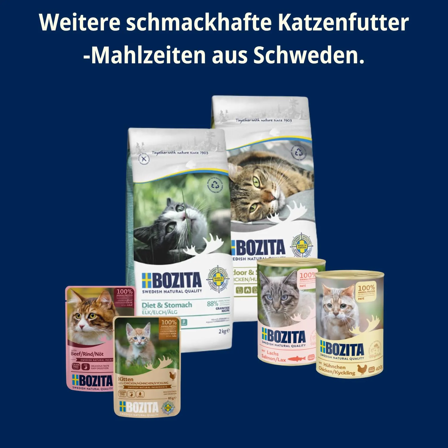 BOZITA Mousse Ocean Mix – Cibo umido per gatti gourmet in piccole dosi 12 x 85 g – con postbiotici per sostenere una flora intestinale sana con tonno, salmone e merluzzo carbonaro - immagine 6