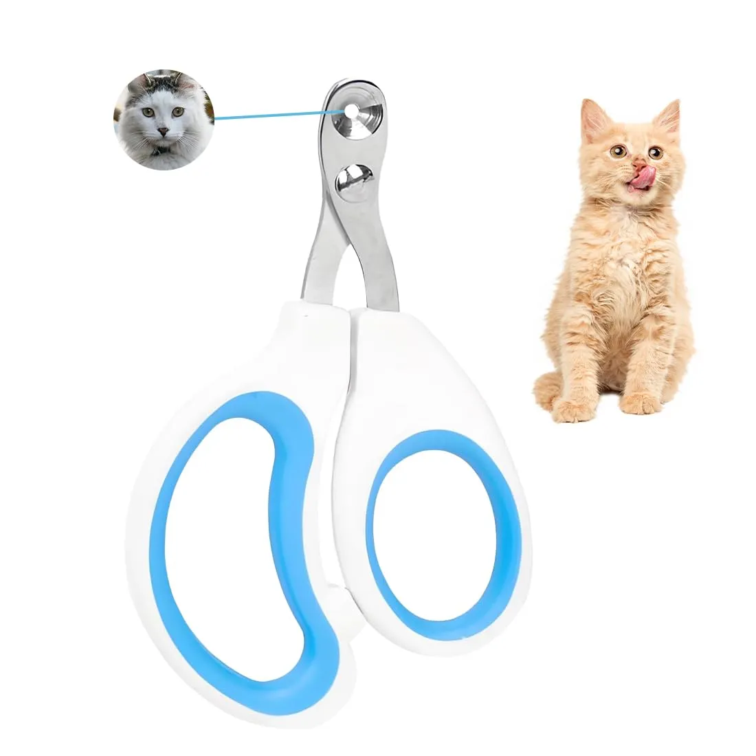 Tagliaunghie Gatto Realizzato in acciaio inossidabile, Professionale Taglia Unghie Gatto Con Foro Di Posizionamento, Taglia Unghie Per Gatti Domestici (Singolo foro, Blu) - immagine 1