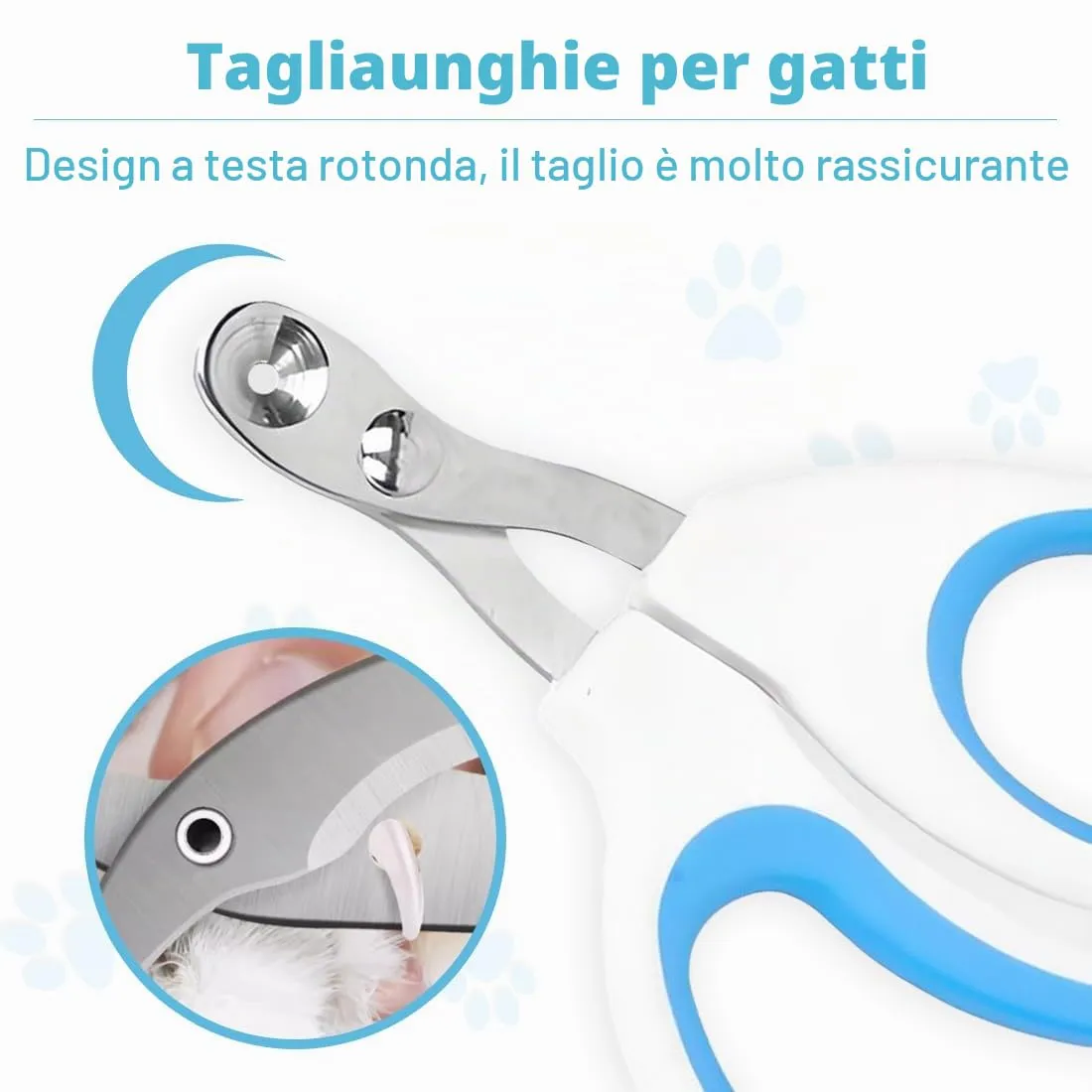 Tagliaunghie Gatto Realizzato in acciaio inossidabile, Professionale Taglia Unghie Gatto Con Foro Di Posizionamento, Taglia Unghie Per Gatti Domestici (Singolo foro, Blu) - immagine 5