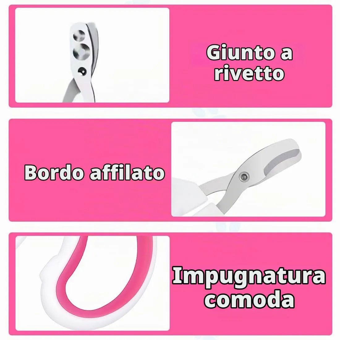 Tagliaunghie Gatto Realizzato in acciaio inossidabile, Professionale Taglia Unghie Gatto Con Foro Di Posizionamento, Taglia Unghie Per Gatti Domestici (Doppio foro, Rosa) - immagine 4