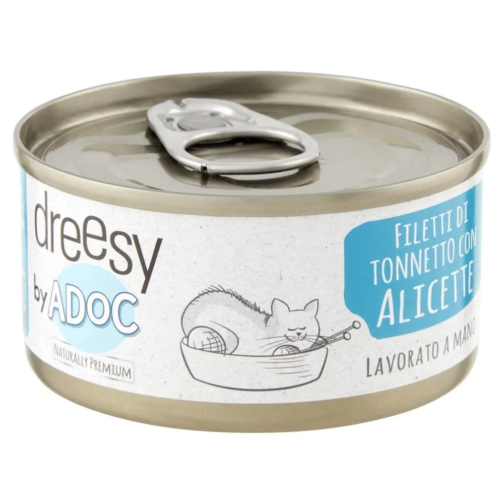 Shelter Box SPECIALICETTE - ADoC Cibo Umido Per Gatti Cat Gatto Filetti Di Tonnetto con Alicette - 24 Lattine da 85 grammi - immagine 1