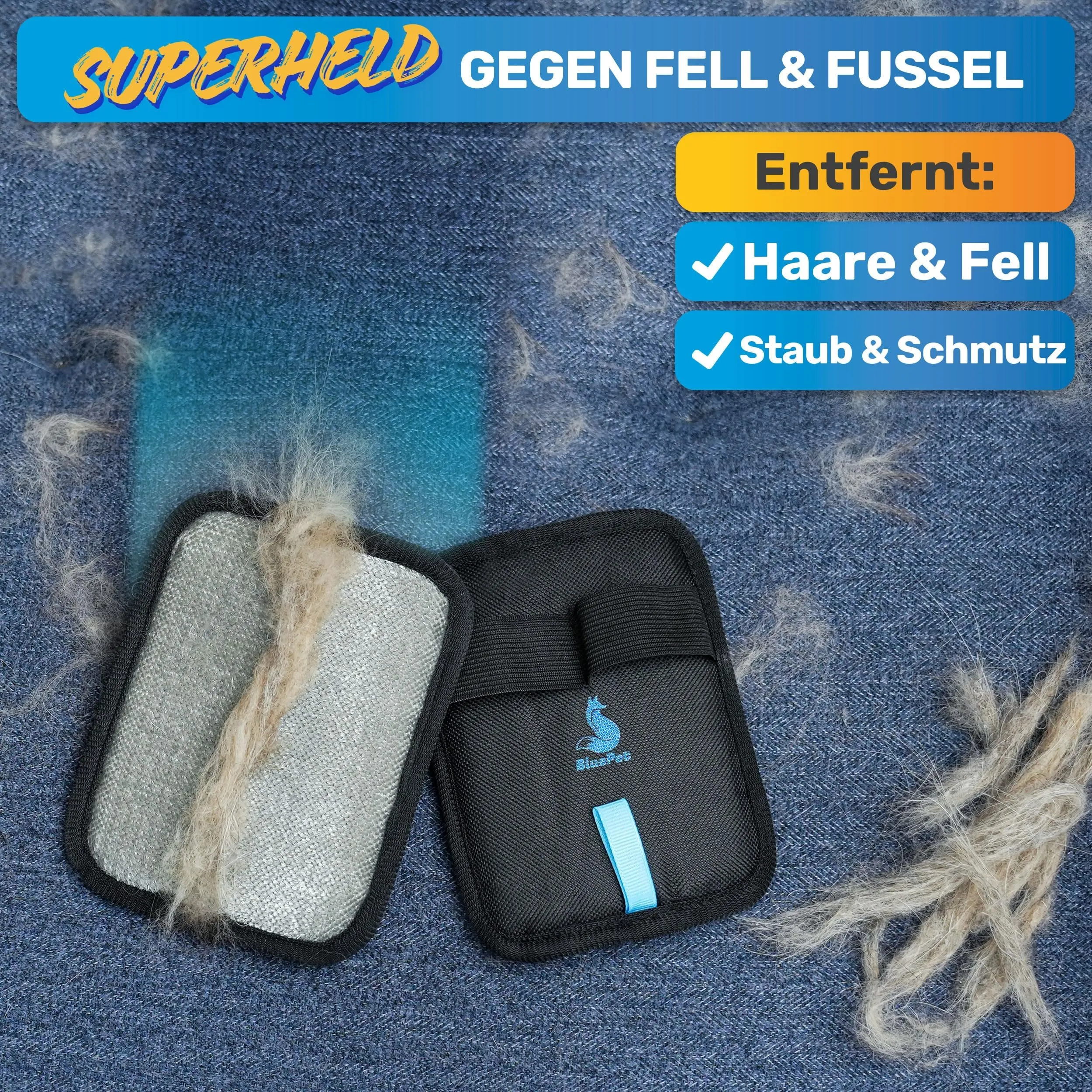 BluePet Spazzola Rimuovi Peli Animali, Riutilizzabile + Guanto Leva Pelo - immagine 4