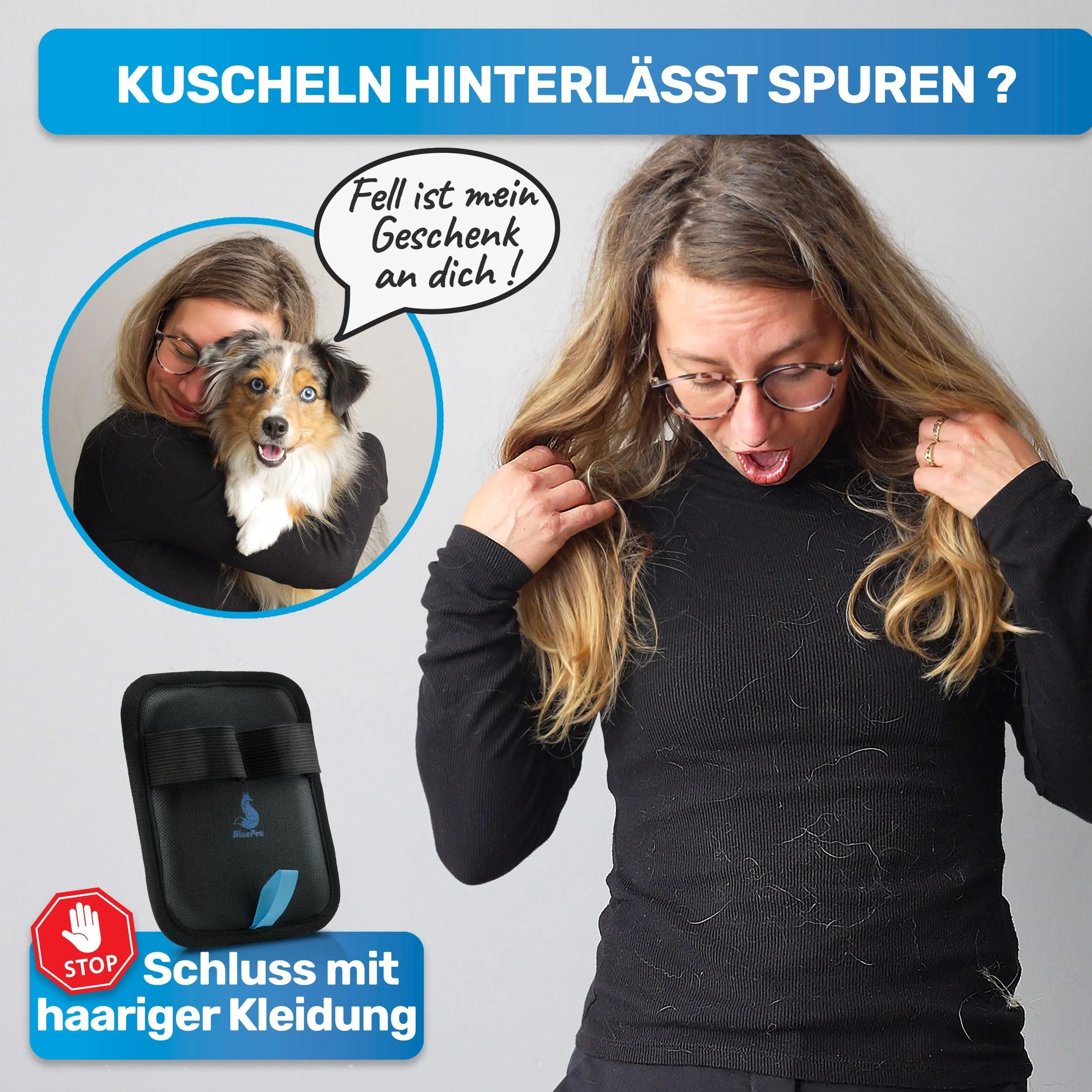 BluePet Spazzola Rimuovi Peli Animali, Riutilizzabile + Guanto Leva Pelo - immagine 6