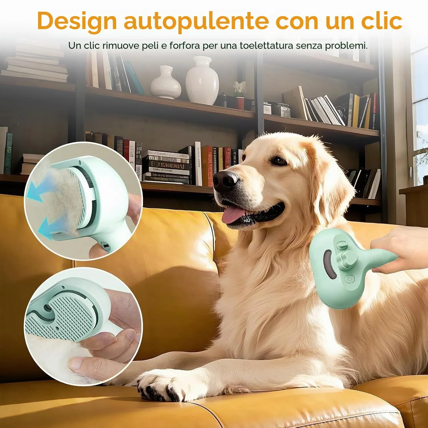 Spazzola a Vapore per Gatti, Spazzola Spray Multiuso per Cani e Gatti per la Perdita Del Pelo, Toelettatura Massaggiante, per Tutti Gli Animali a Pelo Lungo e Corto, Verde Chiaro - immagine 5
