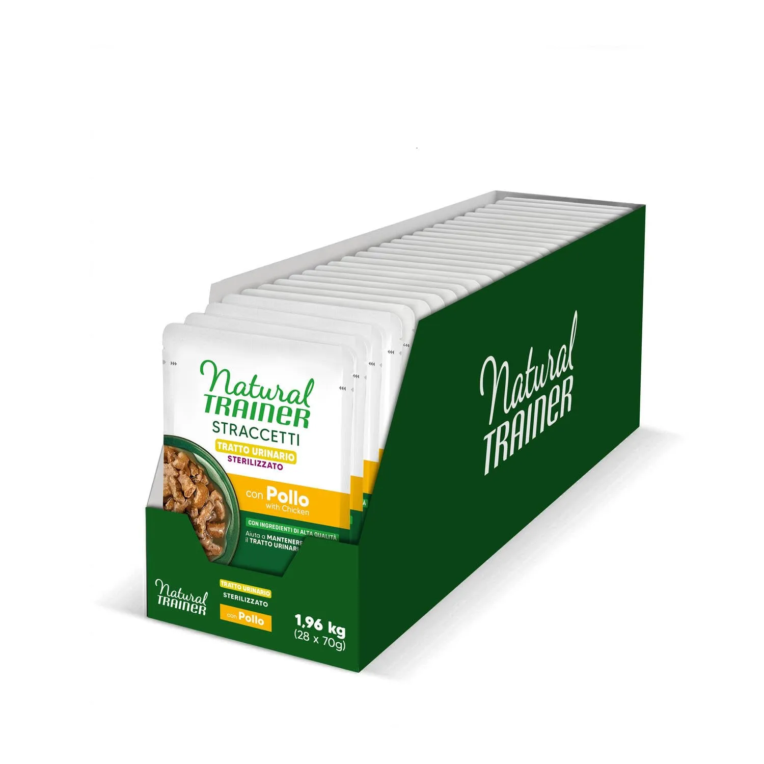 Natural Trainer Tratto Urinario - Cibo umido per gatti adulti sterilizzati - Straccetti con Pollo - 28 bustine da 70g - immagine 1