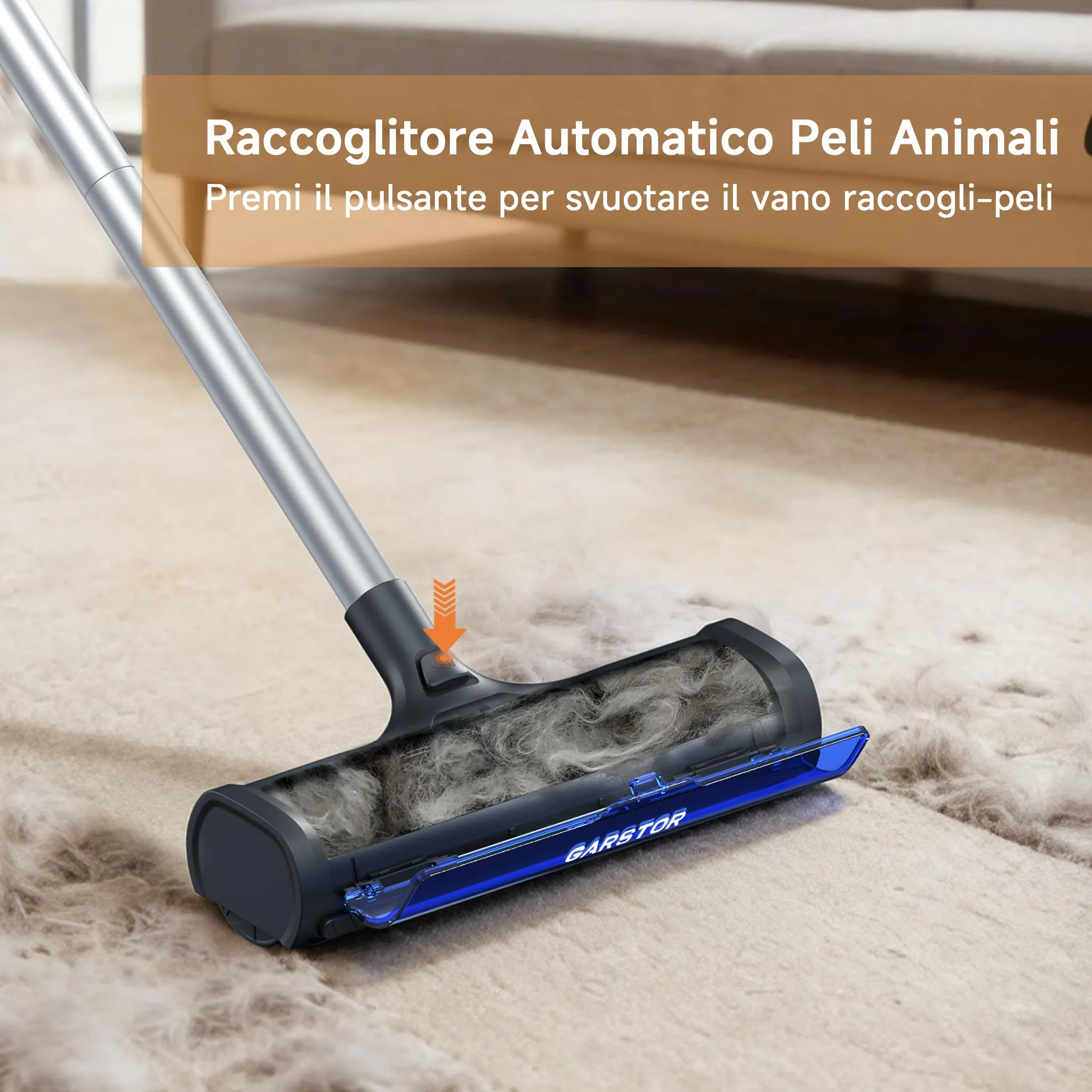Garstor Spazzola Tappeti Peli Animali, Rullo Peli Animali Manico 1,5m - immagine 3