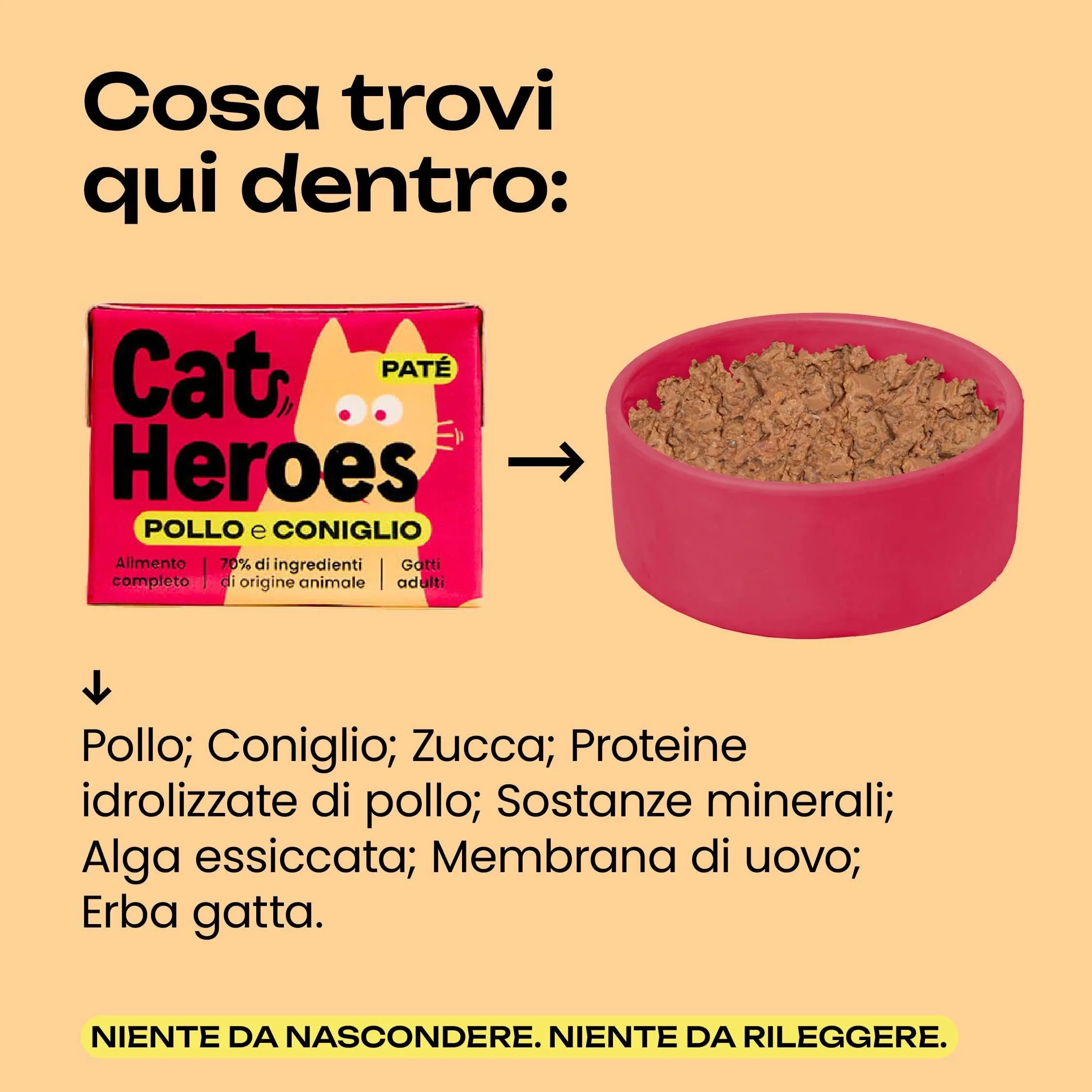 Cat Heroes Cibo Umido per Gatti Pollo e Coniglio (70%) 36x95g - immagine 2