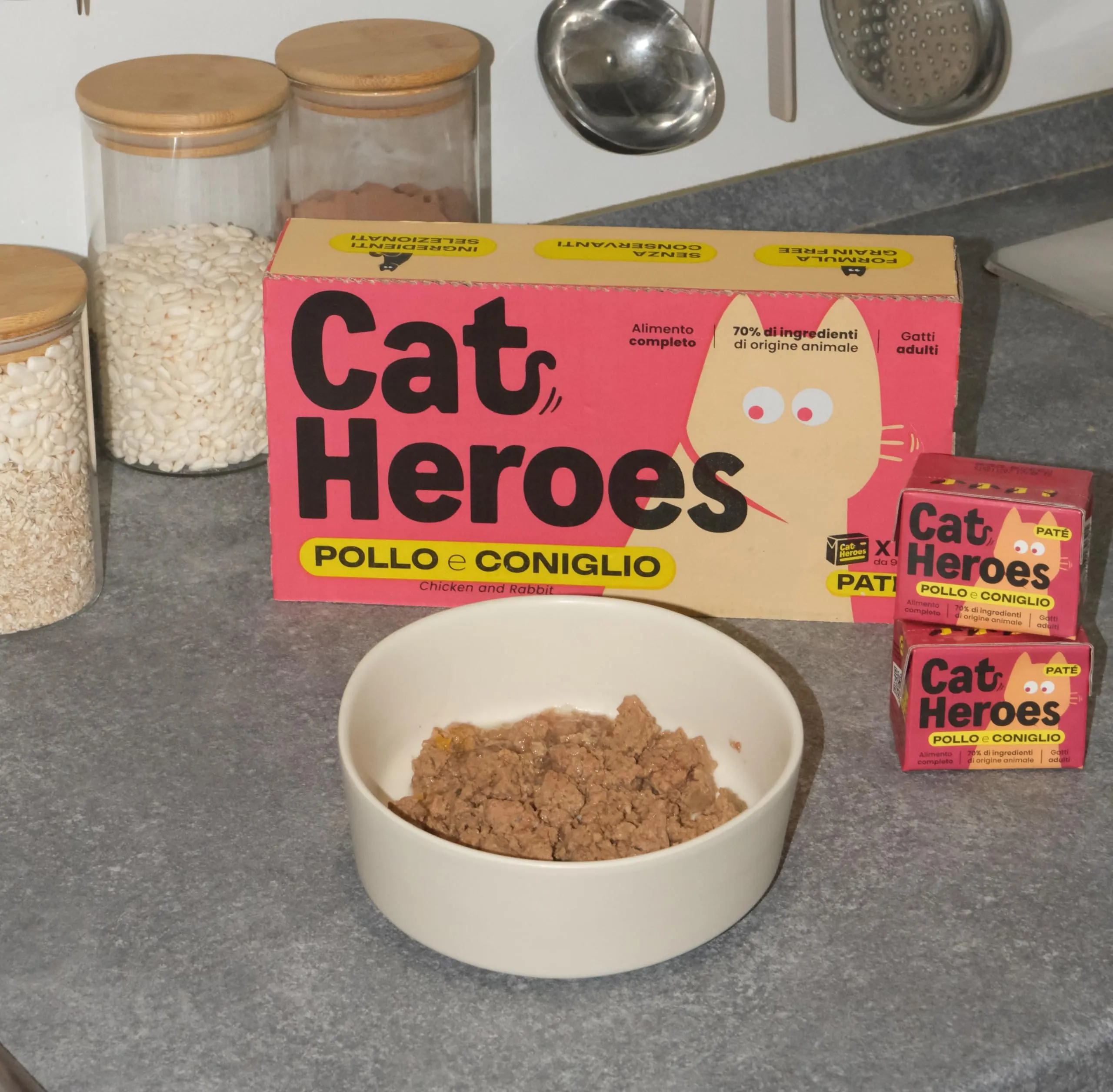Cat Heroes Cibo Umido per Gatti Pollo e Coniglio (70%) 36x95g - immagine 5