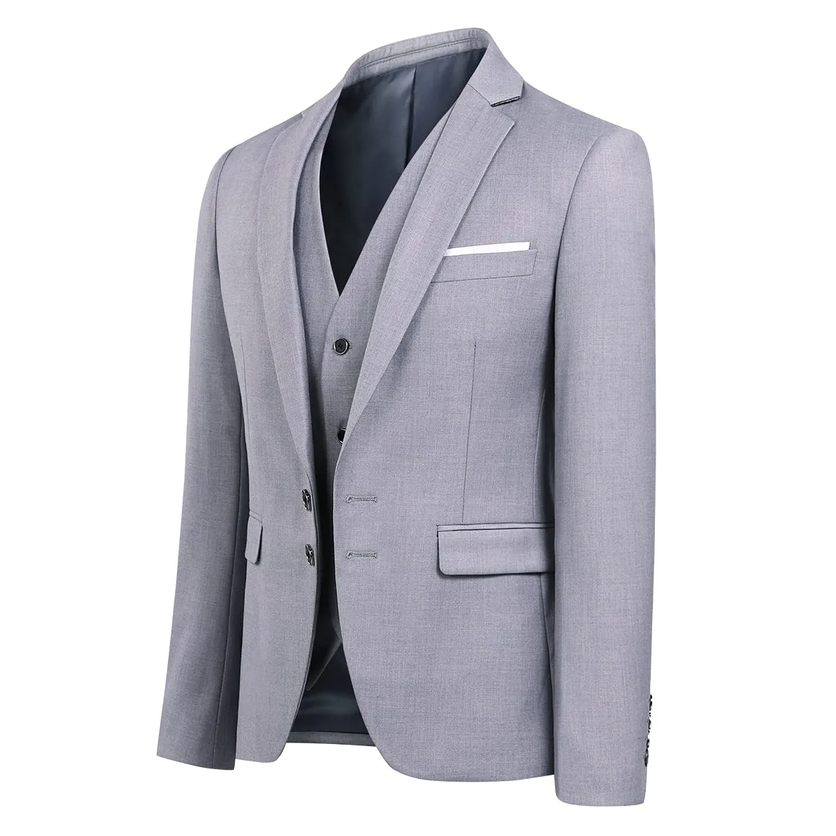 YOUTHUP Abito Uomo 3 Pezzi Slim Fit Blazer Gilet Pantaloni Elegante - immagine 2
