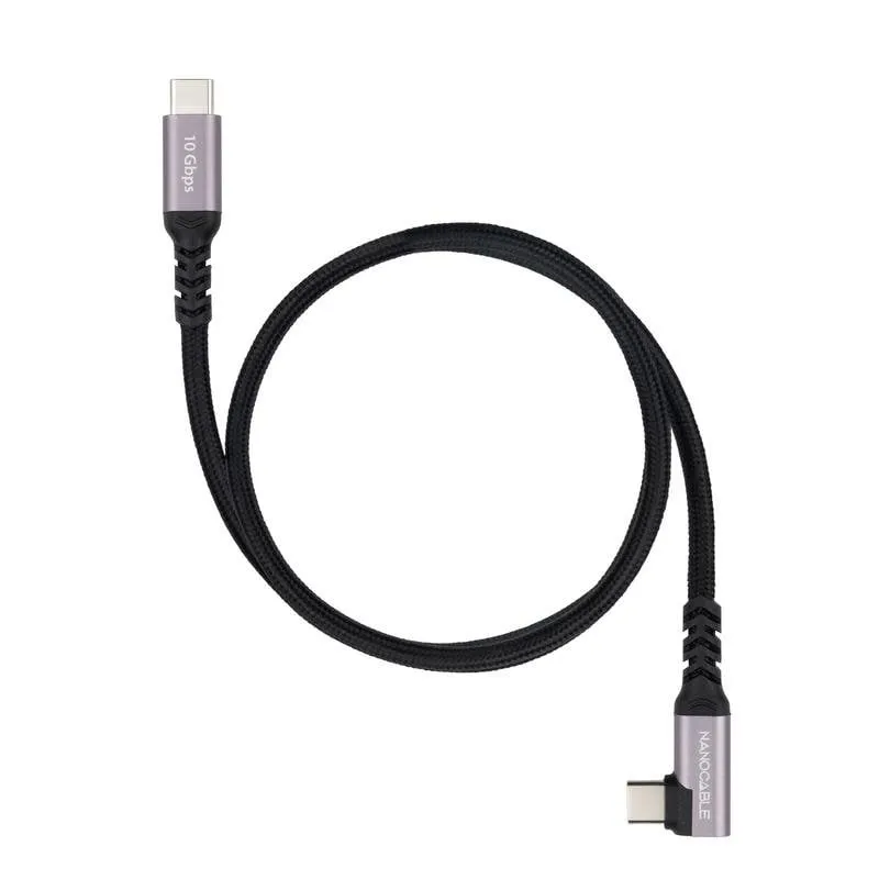 Cavo USB-C angolato Nanocable 3 m USB 3.2 Gen 2 100W 4K 60Hz Nero - immagine 1