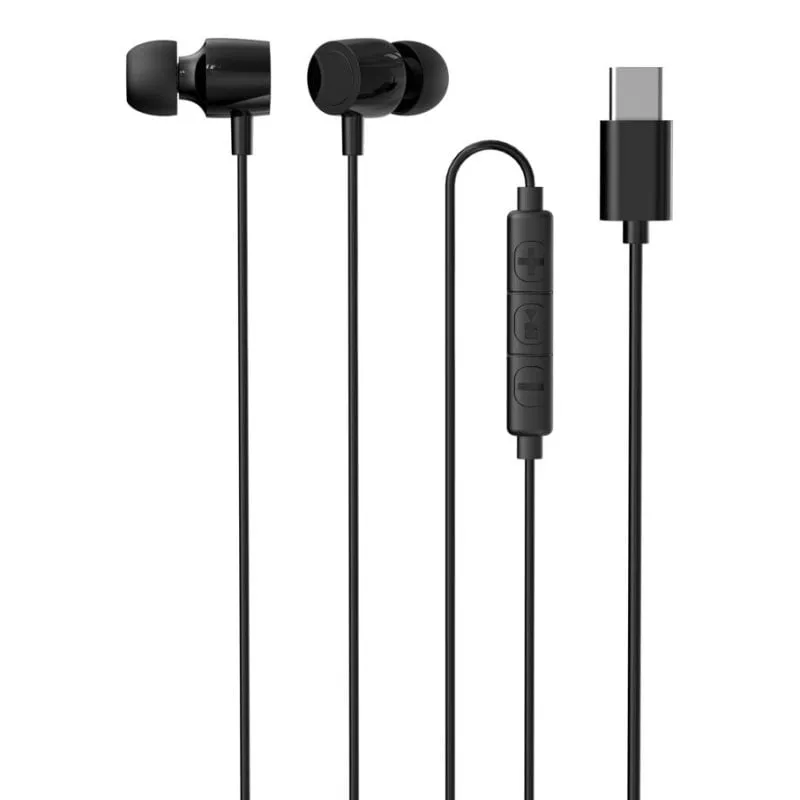 Auricolari iggual con cavo USB-C intrauricolari con microfono e controlli neri - immagine 1