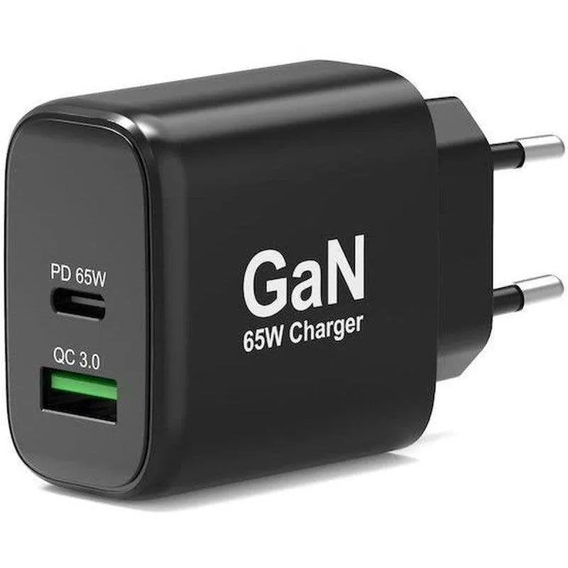 Caricatore a Muro GaN 65W USB-C PD + USB-A Port Designs 902104EU - immagine 1