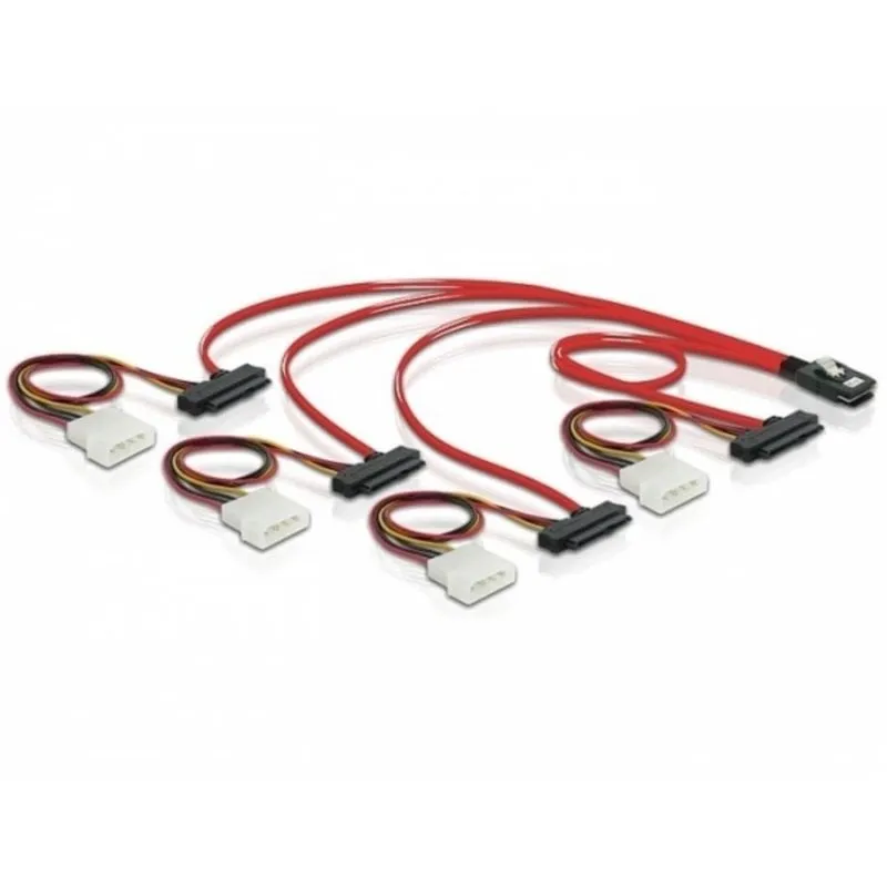 Cavo Mini SAS 36pin a 4x SAS 29pin DeLOCK 0,5 m Rosso - immagine 1