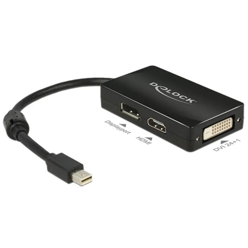 Adattatore Mini DisplayPort a DisplayPort + HDMI + DVI DeLOCK 0,16 m - immagine 1