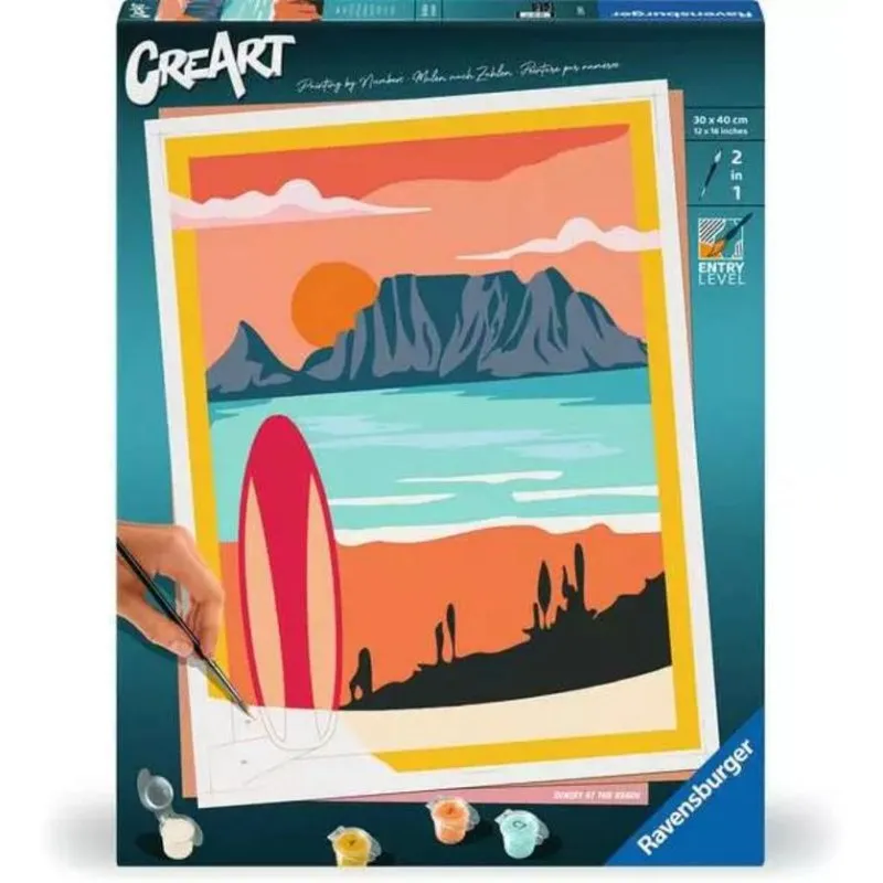 Kit di pittura a numeri Ravensburger CreArt Tramonto sulla spiaggia 30x40 cm - immagine 1