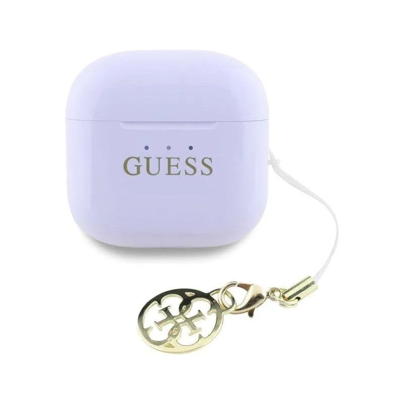Auricolari Guess TWS wireless con logo brillante e charm, lilla - immagine 1