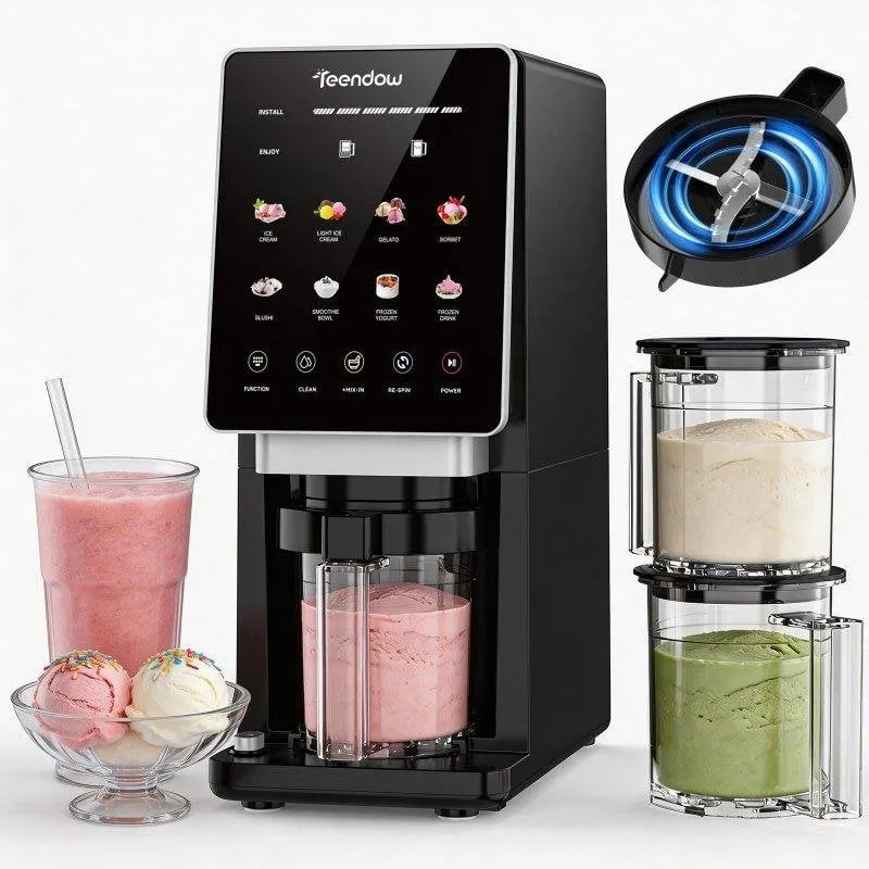 Macchina per gelati Teendow KF-2501 1800W 650ml 3 Tazze Nere - immagine 1