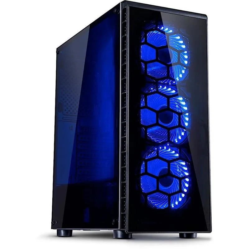 Case PC Inter-Tech CXC2 Torre Nero Vetro Temperato Blu - immagine 1