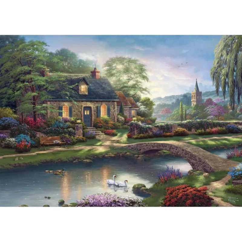 Puzzle 1000 pezzi Schmidt Spiele Thomas Kinkade Studios Stoney Creek Cottage - immagine 1