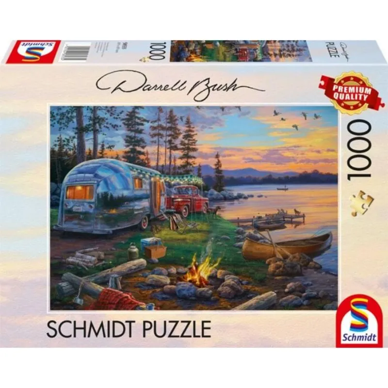 Puzzle 1000 pezzi Schmidt Spiele Idillio di campeggio sul lago - immagine 1