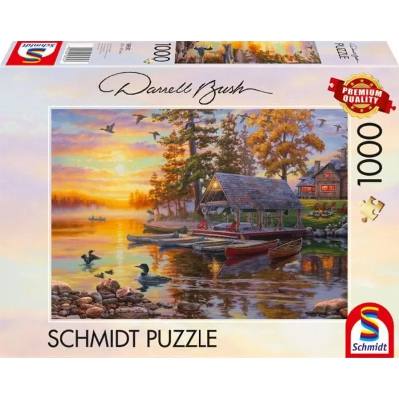 Puzzle 1000 pezzi Schmidt Spiele Capanna di barche con canoe - immagine 1