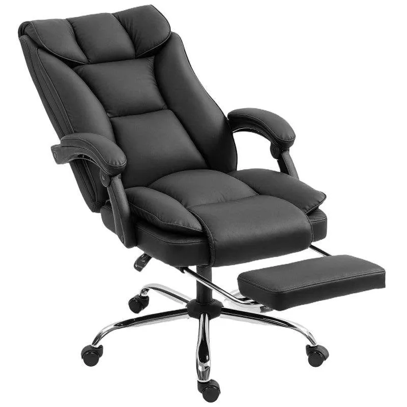 Sedia da Ufficio Ergonomica Rolipo Reclinabile con Appoggia Piedi Rotazione 360° Nera - immagine 1