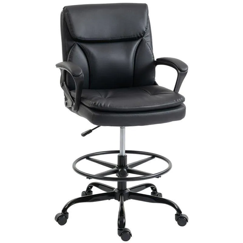 Silla De Oficina Ergonómica Con Altura Ajustable Reposapiés Ajustable Negra - immagine 1