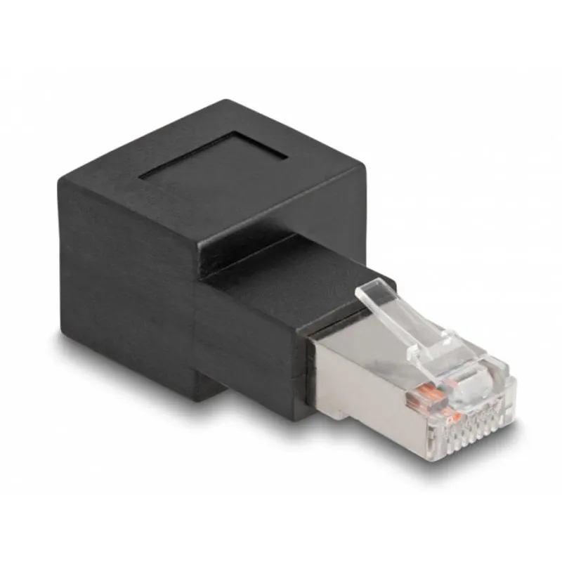 Adattatore RJ45 maschio a femmina Cat.6A 90° piegato verso destra DeLOCK - immagine 1