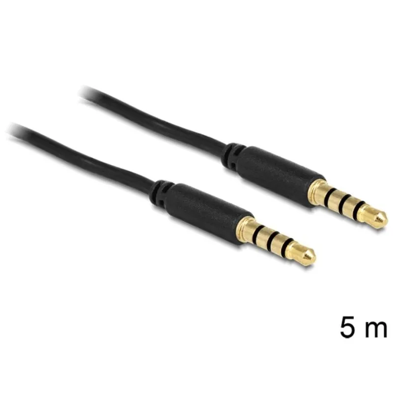 Cavo audio DeLOCK 3,5 mm maschio a maschio 5 m nero - immagine 1