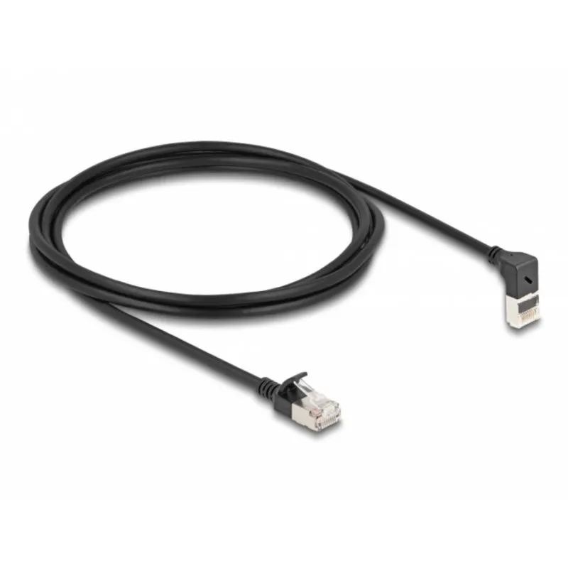 Cavo di Rete RJ45 Cat.6A S/FTP Slim 90° Delock 2 m Nero - immagine 1