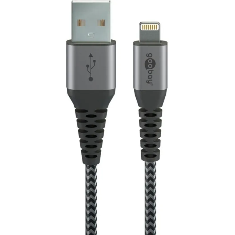 Cavo Goobay Lightning a USB-A 2 m Nero Grigio - immagine 1