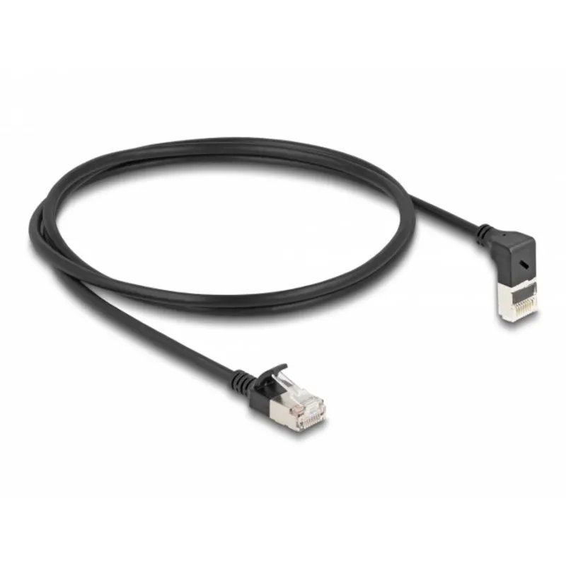 Cavo di rete Cat.6A RJ45 S/FTP Delock slim 1 m nero 90° LSZH - immagine 1