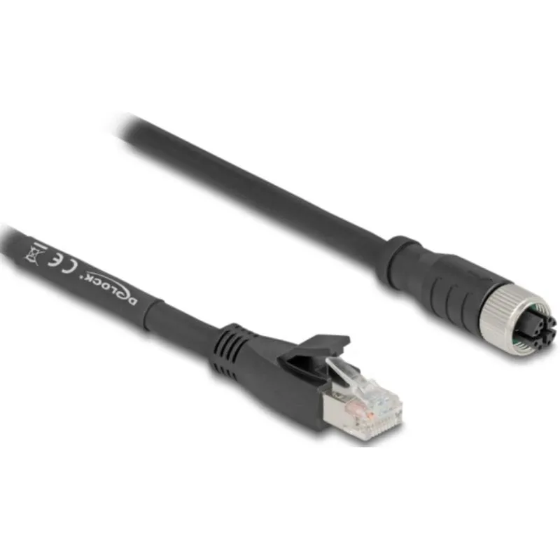 Cavo DeLOCK 80589 Cat5e S/FTP M12 a RJ-45 1 m Nero - immagine 1