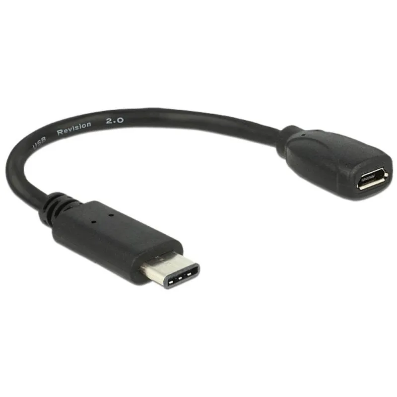 Adattatore USB-C a Micro-USB Delock 65578 0,15 m USB 2.0 Nero - immagine 1