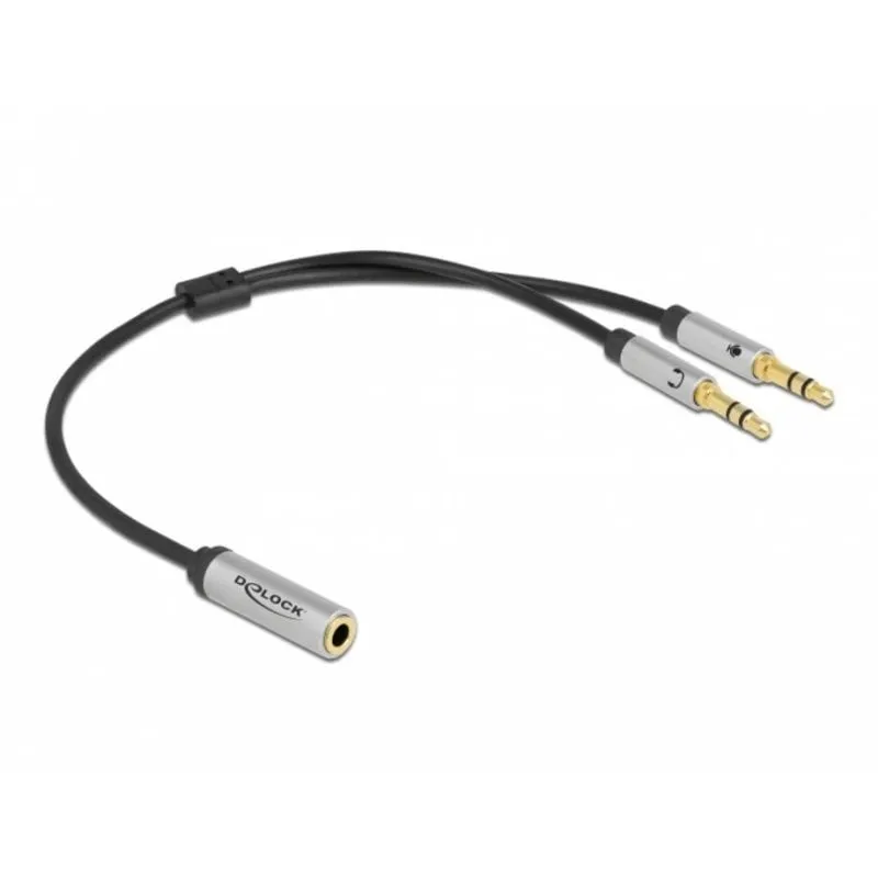 Adattatore DeLOCK per cuffie 1 femmina stereo 4 contatti a 2 maschi stereo 3 contatti 3,5 mm - immagine 1