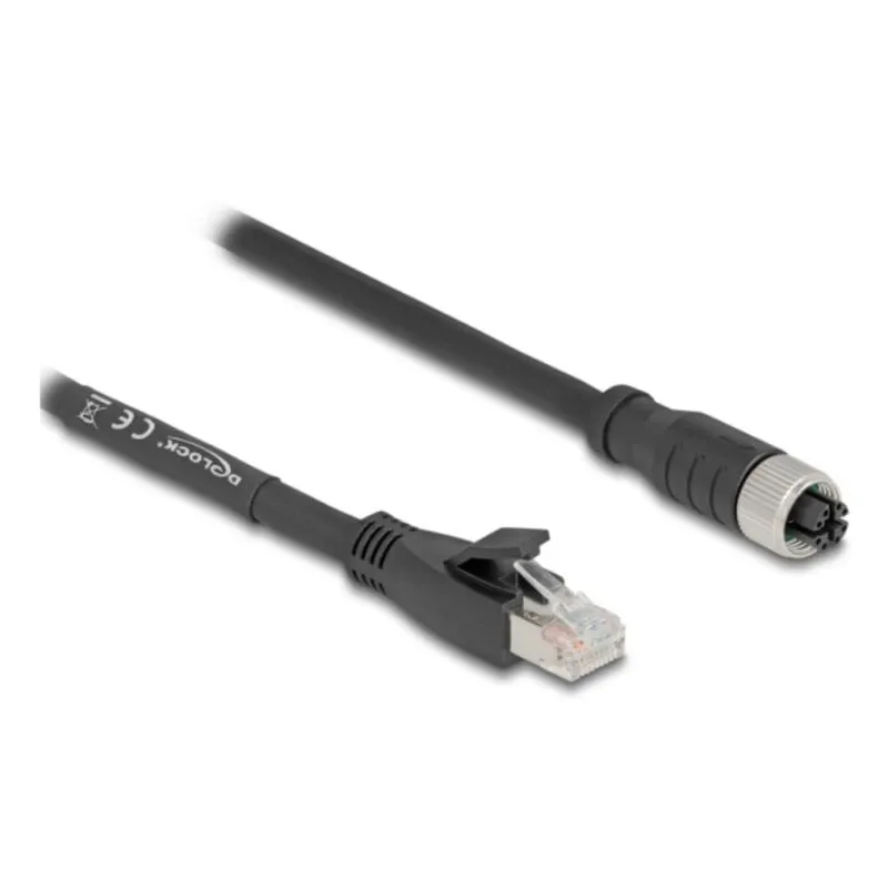Cavo di rete DeLOCK 80595 10 m Cat5e S/FTP M12 a RJ-45 Nero - immagine 1