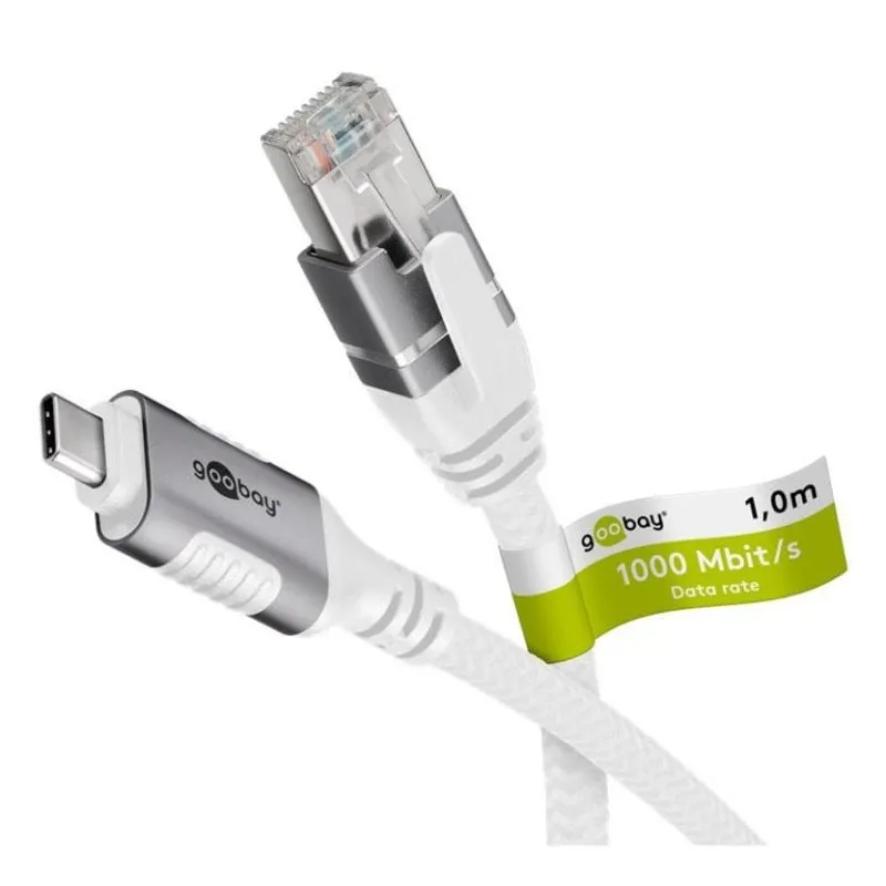 Cavo di rete Goobay 74176 USB-C a RJ-45 Cat6 2 m bianco - immagine 1