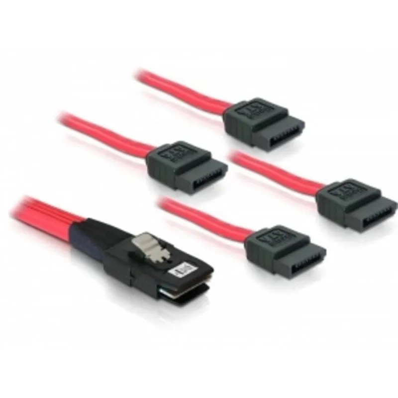 Cavo Adattatore DeLOCK Sata 4x 1m SFF-8087 a 4x SATA 7-pin Rosso - immagine 1